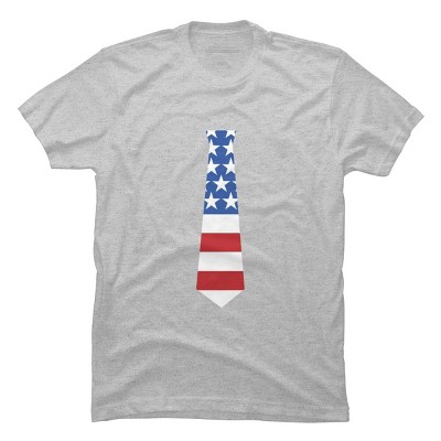 Men's Design By Humans Fourth Of July Simple American Flag Tie By FreshDressedTees T-Shirt