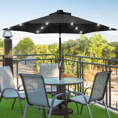 Sonkuki 7.5 ft Outdoor LED Solar Lighted Patio Market Umbrella w/ Push Button Tilt