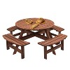 Kelly 6-Person Wooden Circular Patio Picnic Table Set with 3 Built-in Benches, Outdoor Furniture - The Pop Home - 2 of 4