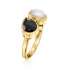 Ross-Simons Onyx and Mother-Of-Pearl Toi Et Moi Ring in 18kt Gold Over Sterling - 3 of 4