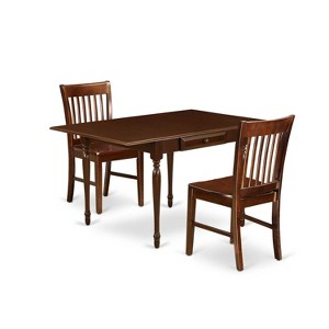 HomeStock 3-Pc Mahogany Finish Solid Wood Top with Dropleaf Dining Table Set - 1 of 4