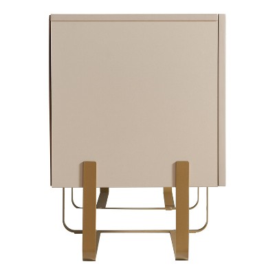 Light Taupe Modern 3-Door TV Stand with Gold Accents