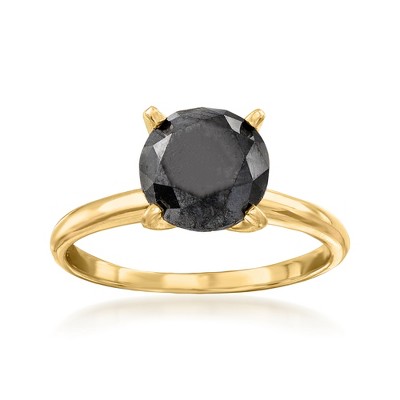 Ross-Simons 3.00 Carat Black Diamond Solitaire Ring in 14kt Yellow Gold