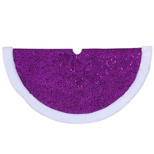 Northlight 20" Purple Glittered Mini Christmas Tree Skirt with Faux Fur Trim - 1 of 3