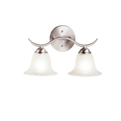 Dover 14" 2 Light Vanity Light with Etched Seeded Glass in Brushed Nickel
