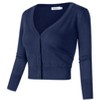 Women's Classic 3/4 Sleeve Open Front Cropped Cardigan Sweater Lightweight Knit Short Shrugs - 3 of 4