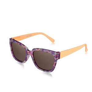 Sunglasses Womens Trendy Retro Purple Floral Design | Polarized UV Protection | Square Cat Eye Frame | Casual & Active - 1 of 4