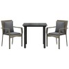 vidaXL 3 Piece Patio Dining Set with Cushions Black and Gray Poly Rattan - 3 of 4