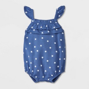 Baby Girls' Star Ruffle Romper - Cat & Jack™ Navy Blue - 1 of 4