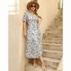 Coolmee Women's Summmer Dress Casual Boho Short Sleeve Long Dress Wrap V Neck Tunic Midi Sundress with Belt - 4 of 4