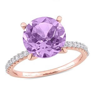 EVERLY JEWELRY | Rose Plated Sterling Silver 3 1/3 CT TGW Amethyst White Topaz Fashion Ring - 1 of 4