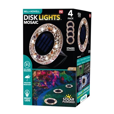 Tan Mosaic Solar Powered LED Pathway Lights, Set of 4
