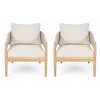 Acacia Wood Outdoor Club Chairs with Rope Backrest & Fade Resistant Cushion, Set of 2 Patio Lounge Armchair-3irtyhousy - 3 of 4