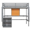 NicBex Twin Size Loft Bunk Bed with Desk, Modern Wooden Bed Frame with Writing Board and Lockers for Bedroom - 3 of 4