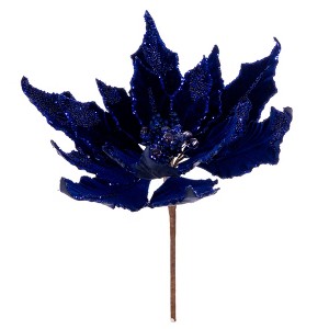 Vickerman Double Sided Artificial Velvet Poinsettia Pick - 1 of 2