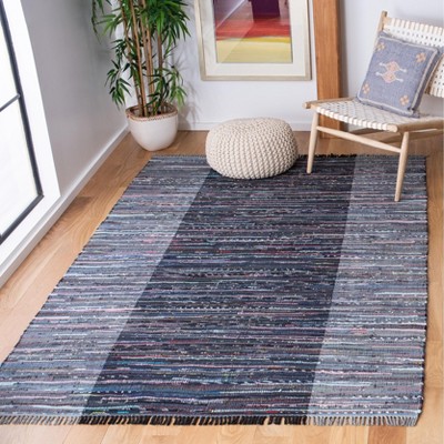 Handwoven Charcoal Stripe Cotton 5' x 8' Area Rug