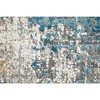 Ivory Gray and Blue Abstract Power Loom Area Rug With Fringe - 4 of 4