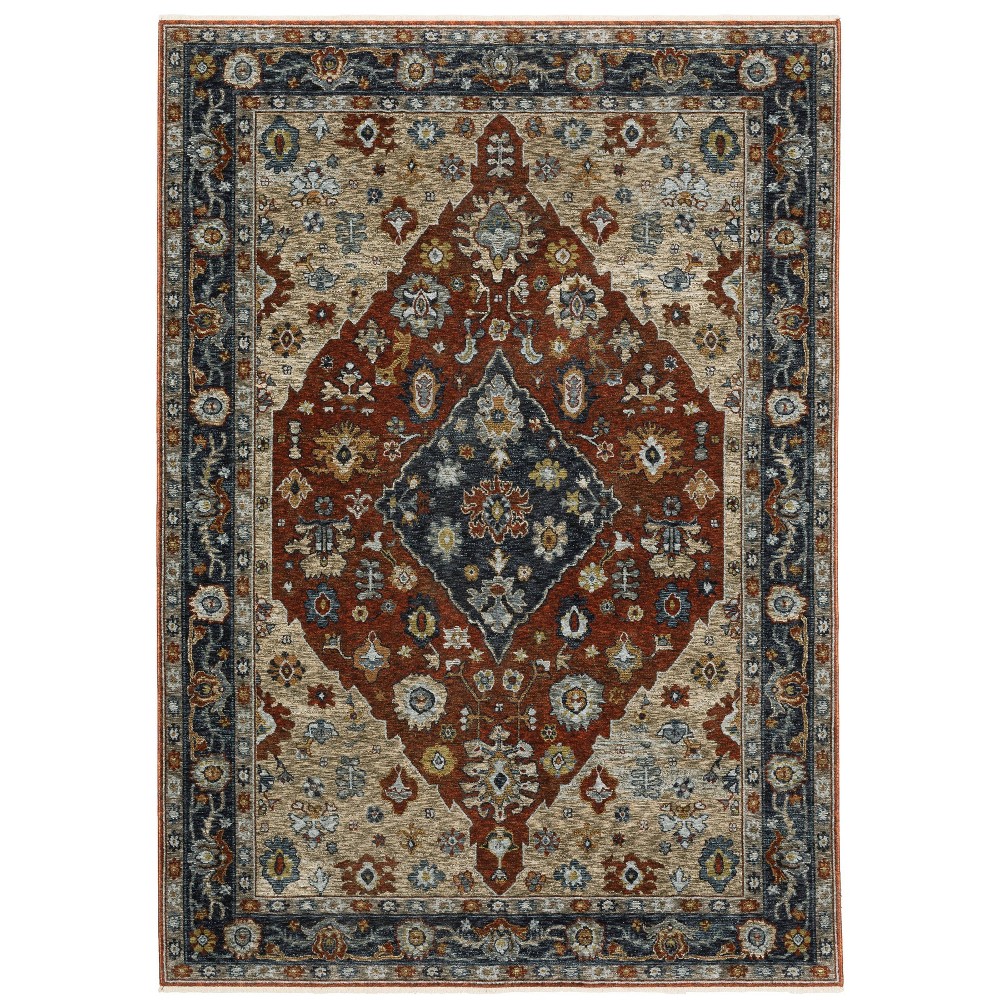 9'10inx12'10in Arya Vintage Medallion Indoor Area Rug Rust/Blue - Captiv8e Designs
