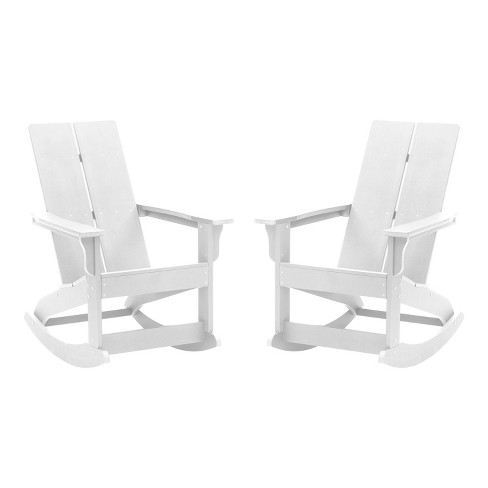 Merrick Lane Set of 2 Wellington UV Treated All-Weather Polyresin Adirondack Rocking Chair for Patio, Sunroom, Deck and More - image 1 of 4