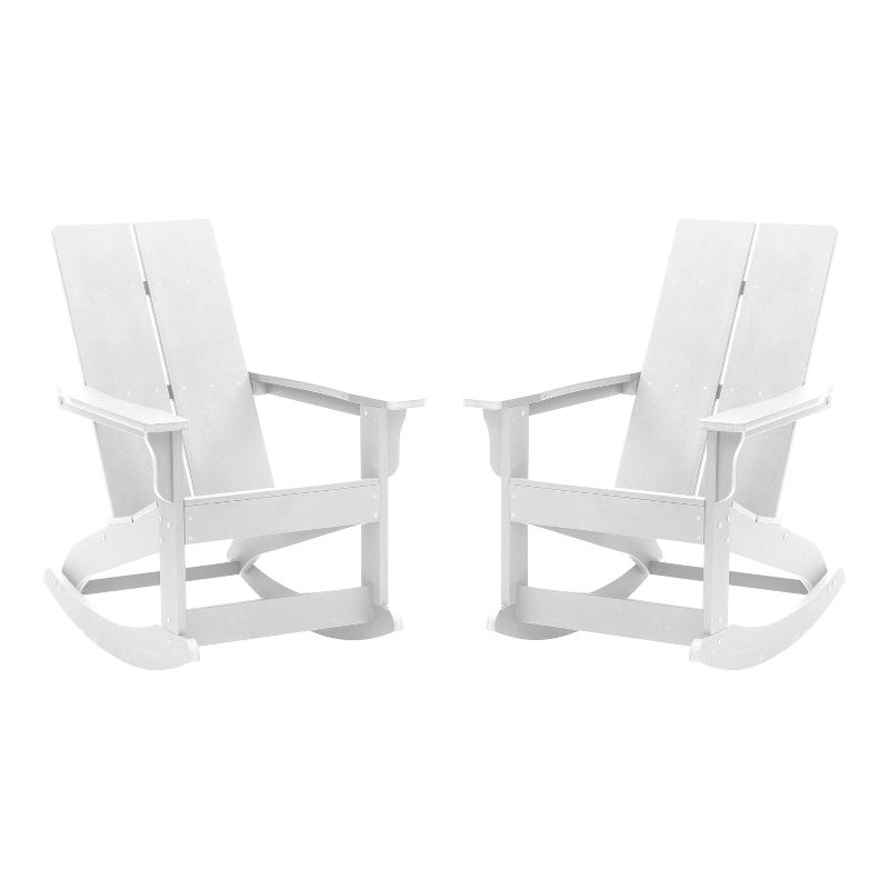 Merrick Lane Set of 2 Wellington UV Treated All-Weather Polyresin Adirondack Rocking Chair for Patio, Sunroom, Deck and More, 1 of 13
