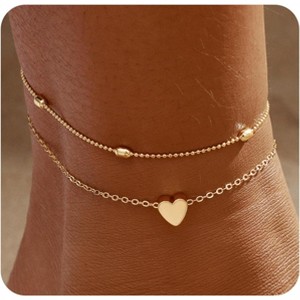 14K Gold Plated Waterproof Dainty Anklets for Women, Hypoallergenic Trendy Lightweight Jewelry Gifts - 1 of 4