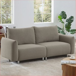 KTMBDW Bread Sofa 2 Seater Loveseat Couch Loose Back Sectional Sofas, Fabric Couch Leisure Sofa with Square Arms for Living Room, Apartment, Camel - 1 of 4
