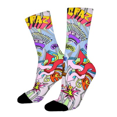 Hip Hop Inspired Colorful Graffiti Women Printed Crew Socks Funny Funky Socks Soft Polyester Novelty Gifts for Artists Men