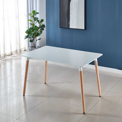 Modern Rectangle Dining Table, with Metal Legs Brace, Office Table, Coffee Table, for Living Room, Kitchen
