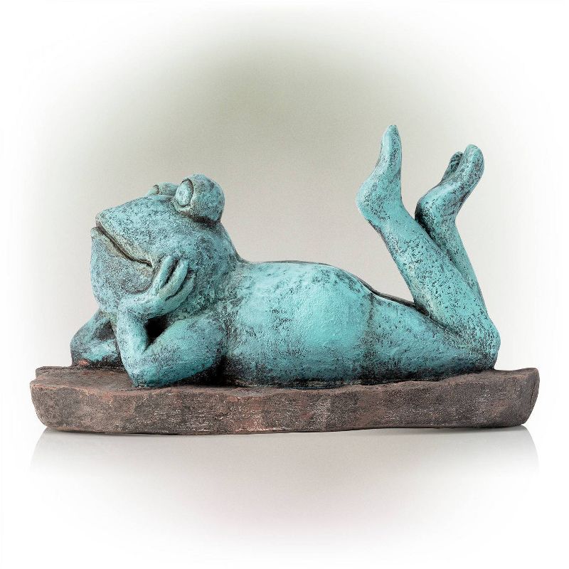 9&#34; Magnesium Oxide Frog Laying Down Statue - Alpine Corporation, 6 of 8