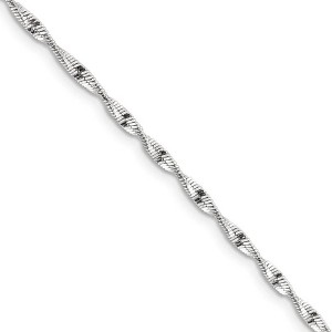 Black Bow Jewelry 2mm, Sterling Silver Twisted Solid Herringbone Chain Necklace - 1 of 4
