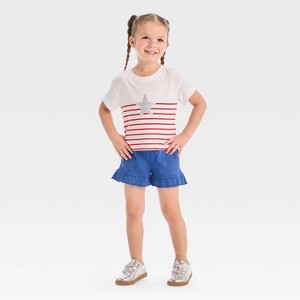 Toddler Girls' Americana Striped Shirt & Shorts Set - Cat & Jack™ - 1 of 4