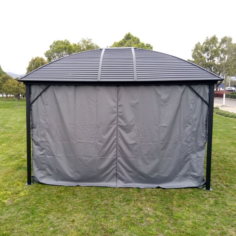 ALEKO GZM10X12C UV-Protective Polyester Curtain Panels for Hardtop Round Roof Gazebo - 10'x12'  - Gray, 5 of 7