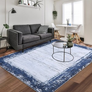 Modern Bordered Area Rugs for Bedroom Machine Washable Living Room Rug - 1 of 4