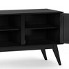 60" Solid Rubberwood Hardwood Low Mid Century Modern TV Media Stand with Handcrafted Finish, Cord Management, and Adjustable Shelves for Living Room - 4 of 4