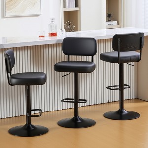 Bekrvio Adjustable Swivel Bar Stools Set of 1/2/3/4, 25–33" Faux Leather Bar Chairs with Backrest and Wide Base for Kitchen Island - 1 of 4