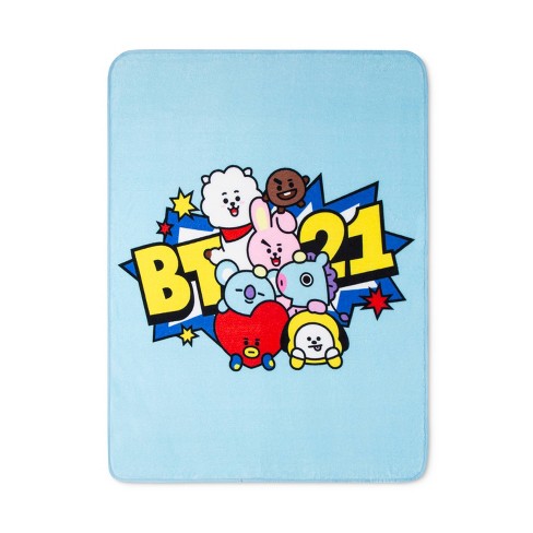 46 X60 Line Friends Bt21 Throw Blue Target