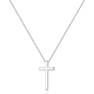 Dainty Side Cross Necklace 14K Gold Plated Layered Choker Gift for Girls Cross Necklace Silver- 0.51&q - 1 of 4