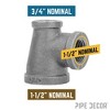 Pipe Decor 1 1/2 in. x 3/4 in. x 1 1/2 in. Black Reducing Tee - 2 of 4