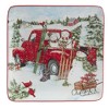 Set of 4 Red Truck Snowman Dining Dessert Plates - Certified International - 4 of 4
