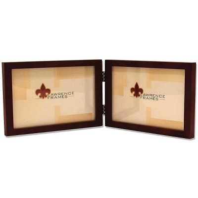 Lawrence Frames 4x6 Hinged Double  Walnut Wood Picture Frame - Gallery Collection 755664D