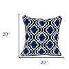 HomeRoots 20" Blue and White Geometric Cotton Throw Pillow - 3 of 4