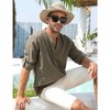 Mens Henley Shirts Long Sleeve Shirts Casual Shirts with Rolled Up Sleeve Beach T Shirts,Army Green - L - 3 of 4