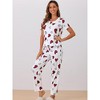 cheibear Women's Short Sleeve Shirt with Pant Pajama Set - 2 of 4