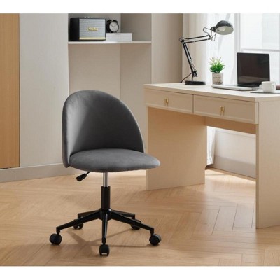 ALEXOUN Modern Upholstered Desk Chair,Adjustable Swivel Work Computer Chair with Black Legs and Wheels,Armless,for Office,Bed Room,Small Space