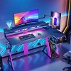 Bestier 57inch Gaming Desk with Music Sync Light, L-Shaped Home Office Desk with Monitor Stand ,Shelves, Cup Holders, and Hooks - 2 of 4
