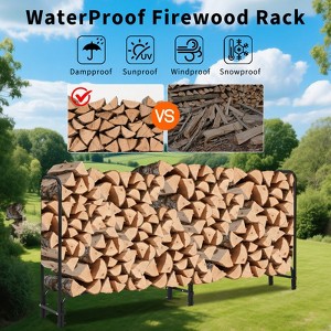 Firewood Rack Holder, Adjustable Heavy Duty Fire Log Stacker Stand for Fireplace, Outdoor Indoor Metal Wood Pile Storage Organizer - 1 of 4
