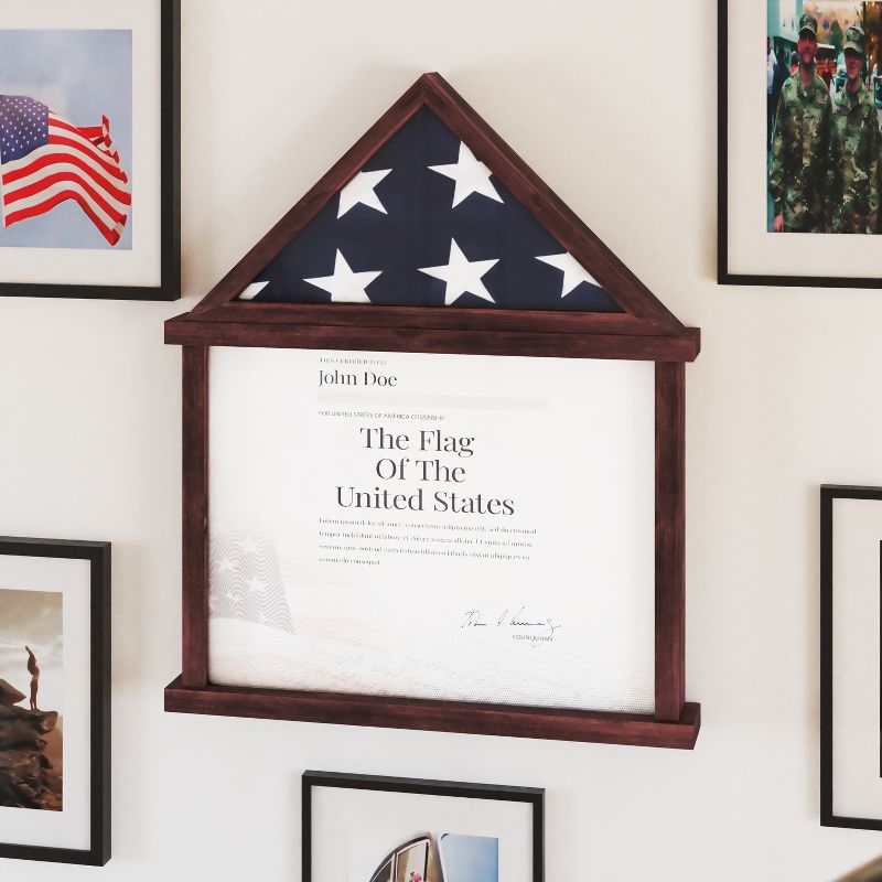 Emma and Oliver Small Solid Wood Memorial Flag Case with Certificate Holder and Shadow Box Display, 5 of 12