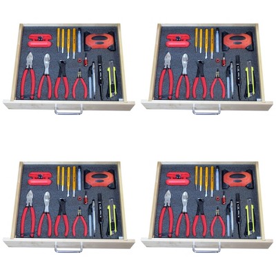 FastCap Kaizen Tool Chest Toolbox Drawer Organizer Customizable 57mm 1/8 Inch Layered Sandwich Foam Sheet, Black/White (4 Pack)