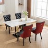 Modern Tufted PU Leather Velvet Dining Chair Set of 2 with High Back,Nailhead Trim,Solid Wood Legs for Dining Room-Baofuwish - 3 of 4