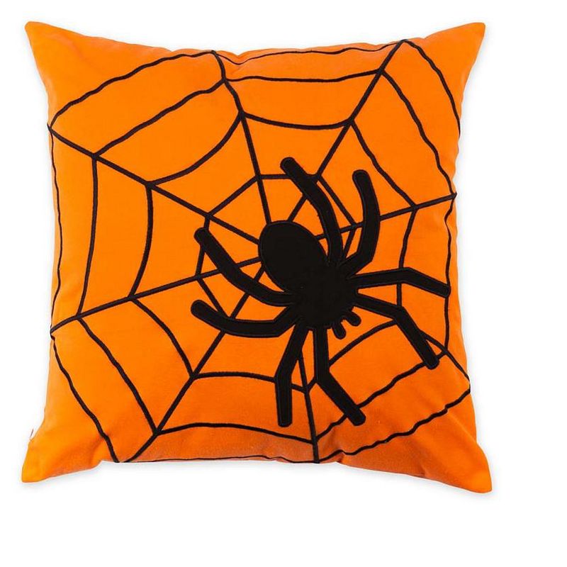 Indoor/Outdoor Halloween Spider Web Cotton Throw Pillow, 1 of 2